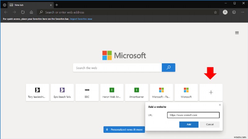 Microsoft Edge Insider 새 탭 페이지를 취향대로 꾸미는 방법
