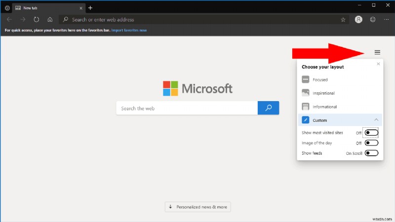 Microsoft Edge Insider 새 탭 페이지를 취향대로 꾸미는 방법