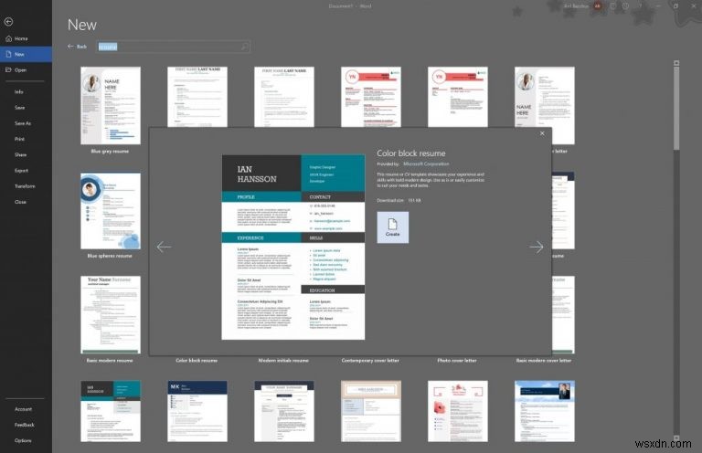 Office 365 Word로 몇 분 만에 전문적인 이력서 만들기