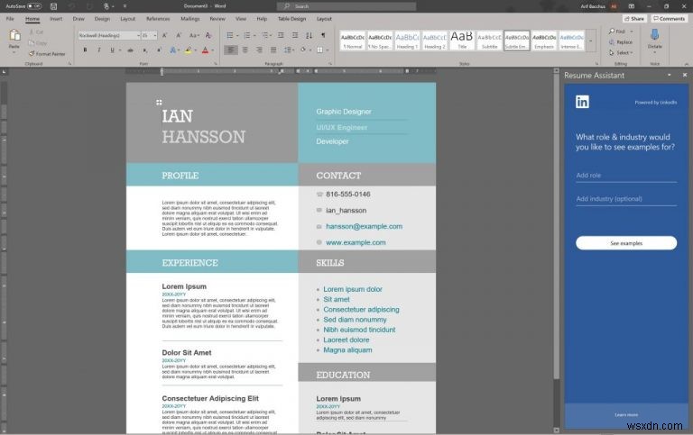 Office 365 Word로 몇 분 만에 전문적인 이력서 만들기