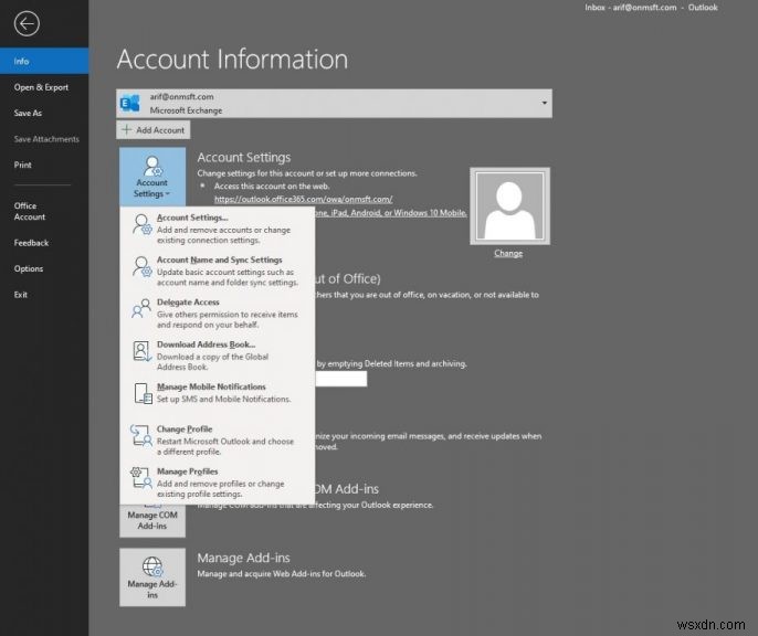 Office 365 Outlook 데스크톱 앱에서 이메일 계정 설정하고 관리하는 방법