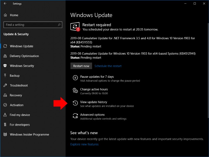 Windows 10에 설치된 업데이트 확인 및 제거하는 방법