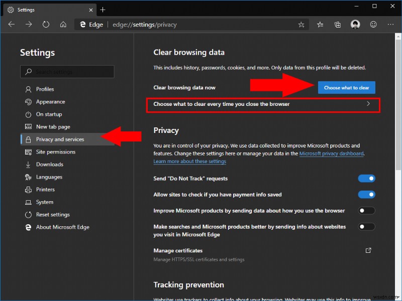 Microsoft Edge Insider에서 브라우저 데이터를 지우는 방법