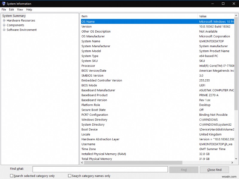 Windows 10에서 자세한 시스템 정보를 확인하는 방법