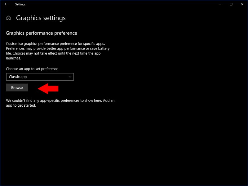 Windows 10에서 앱별 그래픽 성능 설정 지정하는 방법