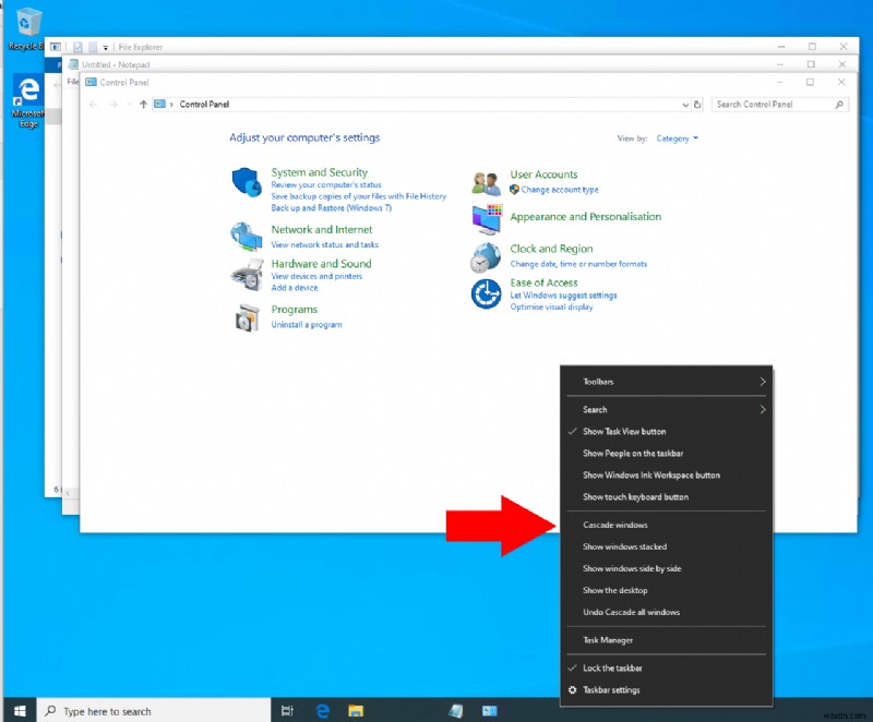Windows 10에서 앱 창을 스택 또는 계단식으로 배열하는 방법