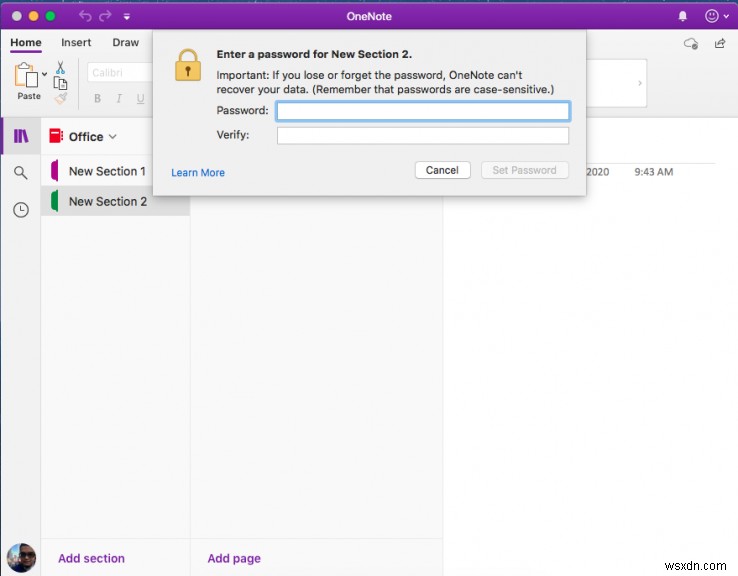 Windows, macOS, iOS, Android의 OneNote에서 전자 필기장 섹션을 암호로 보호하는 방법