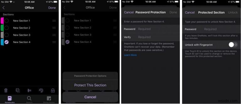 Windows, macOS, iOS, Android의 OneNote에서 전자 필기장 섹션을 암호로 보호하는 방법