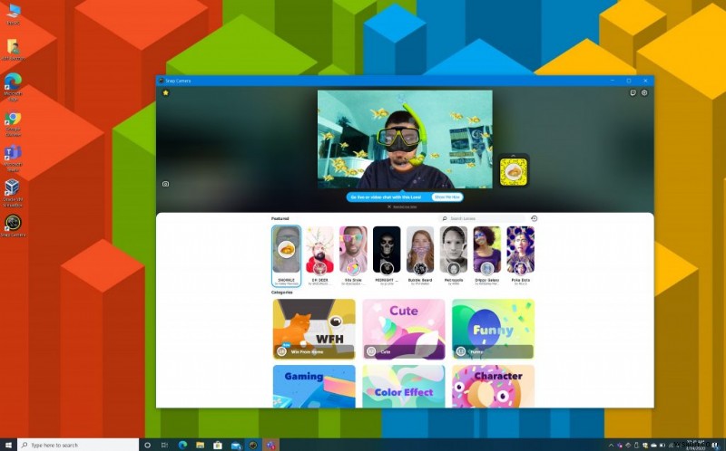 Windows 10에서 스냅챗 카메라로 Microsoft Teams 화상 통화를 재미있게 만드는 방법