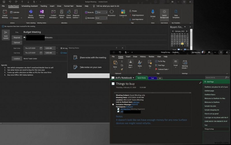생산성 향상을 위해 Outlook과 함께 OneNote 2016을 활용하는 방법
