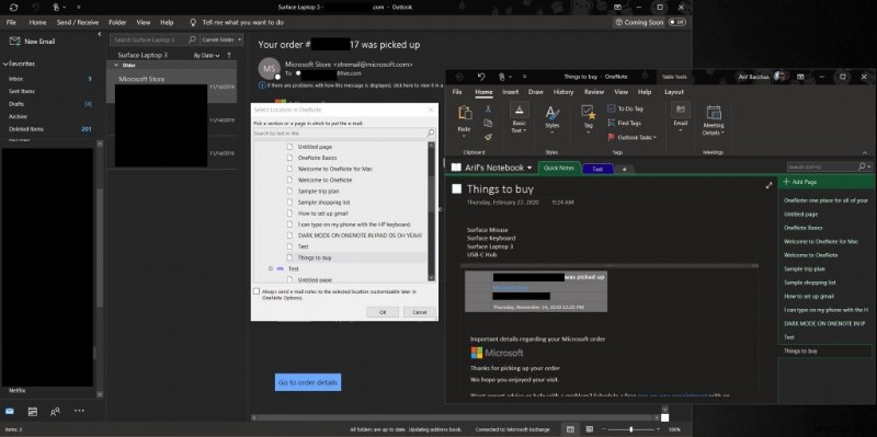생산성 향상을 위해 Outlook과 함께 OneNote 2016을 활용하는 방법