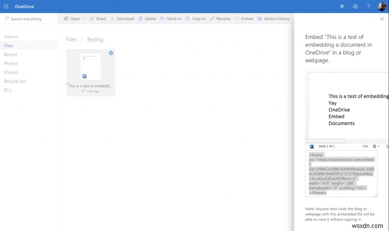 웹사이트와 블로그에 Office 365 문서를 삽입하는 방법
