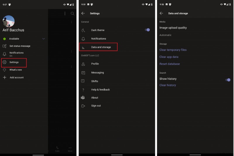 iOS·안드로이드에서 Microsoft Teams 데이터 및 저장 공간 관리하고 정리하는 방법