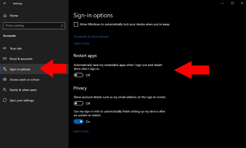 Windows 10 재부팅 후 앱이 자동으로 다시 실행되지 않도록 설정하는 방법