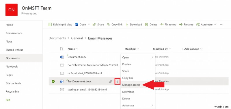 Microsoft Teams에서 SharePoint로 파일 액세스 권한 관리하는 방법