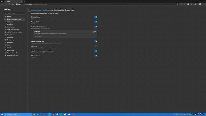 Microsoft Edge에서 브라우저 기록 자동 삭제 설정하는 방법