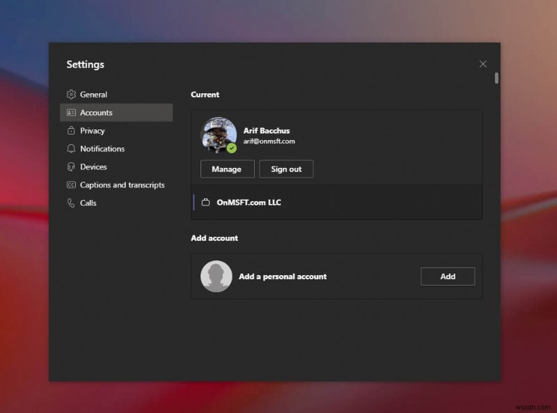 Microsoft Teams 앱에 개인 계정을 추가하고 전환하는 방법