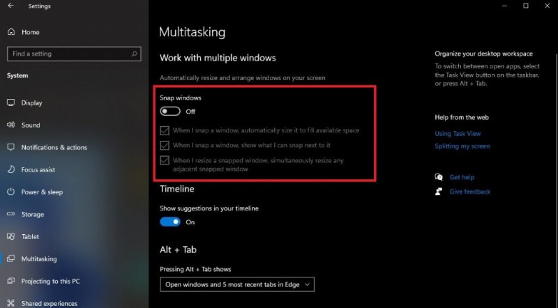 Windows 10 PC에서 스냅 어시스트(Snap Assist)를 빠르게 끄는 가장 쉬운 방법