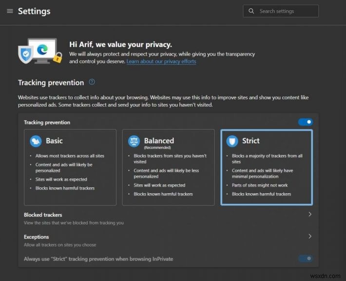 Microsoft Edge를 최대한 안전하고 프라이버시 보호되도록 설정하는 방법