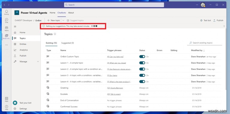 Microsoft Teams에서 Power Virtual Agents 챗봇 토픽 만들고 편집하는 완벽 가이드