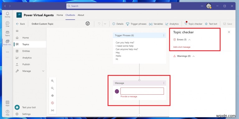 Microsoft Teams에서 Power Virtual Agents 챗봇 토픽 만들고 편집하는 완벽 가이드