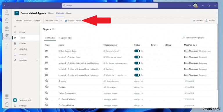 Microsoft Teams에서 Power Virtual Agents 챗봇 토픽 만들고 편집하는 완벽 가이드