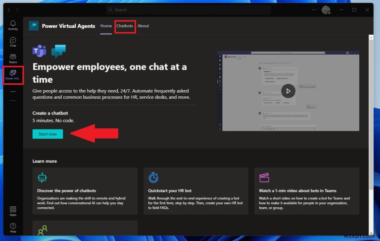 Microsoft Teams에서 Power Virtual Agents 챗봇 손쉽게 만드는 방법