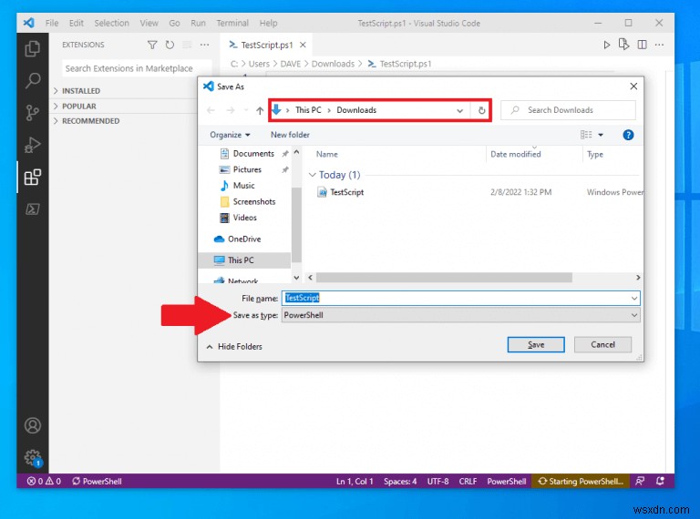 Visual Studio Code로 Windows 10과 11에서 PowerShell 스크립트 만드는 방법