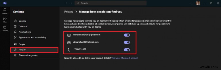 Windows 11 Microsoft Teams 채팅에서 이메일 주소 숨기는 방법