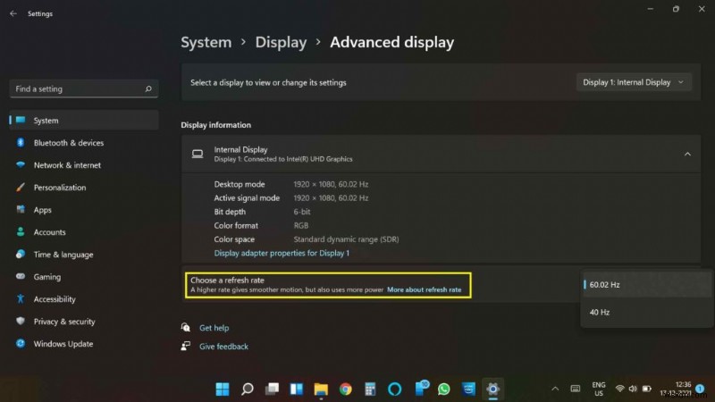 Windows 11에서 동적 새로 고침 빈도(DRR) 활성화하는 방법