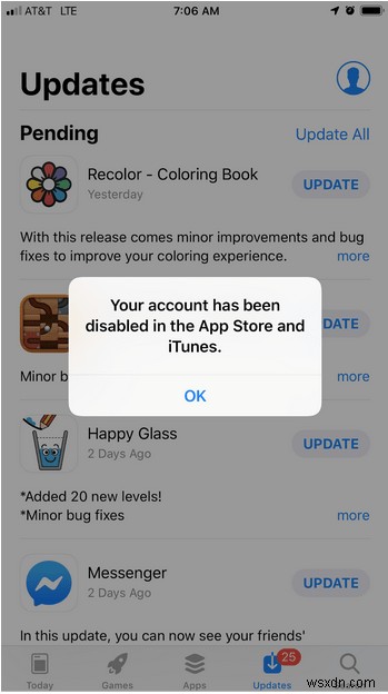 App Store 및 iTunes에서 계정이 비활성화되었을 때 해결 방법 총정리