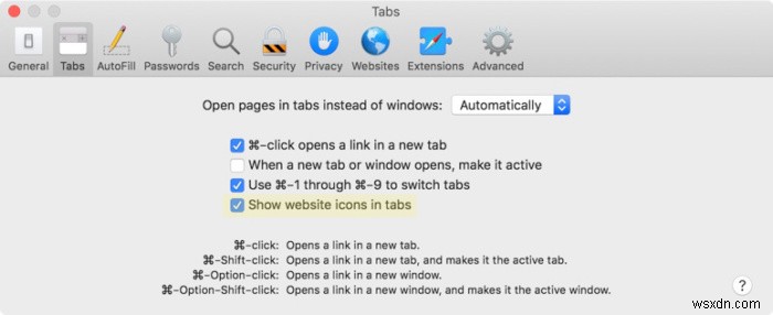 macOS 모하비 사파리에서 파비콘 표시 기능 켜는 방법