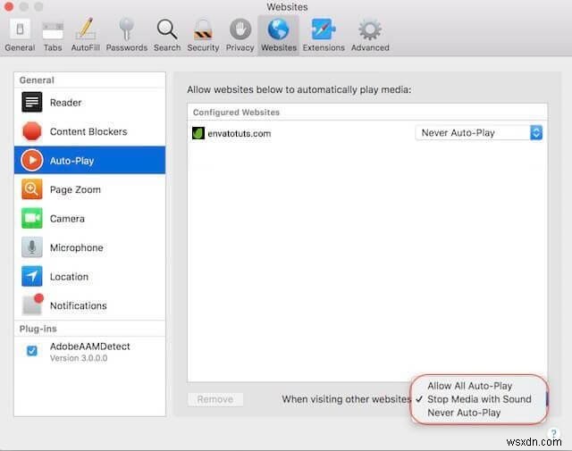 macOS High Sierra 사파리에서 동영상 자동 재생 차단하는 방법