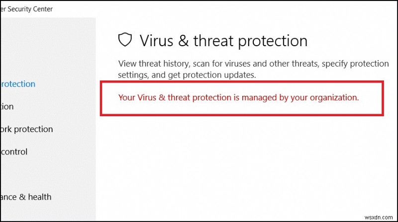 Windows Defender  바이러스 및 위협 방지가 조직에서 관리됩니다  오류 해결 방법