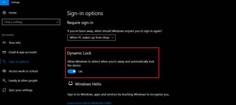 Windows 10 동적 잠금(Dynamic Lock) 기능으로 PC 자동 보호하는 방법