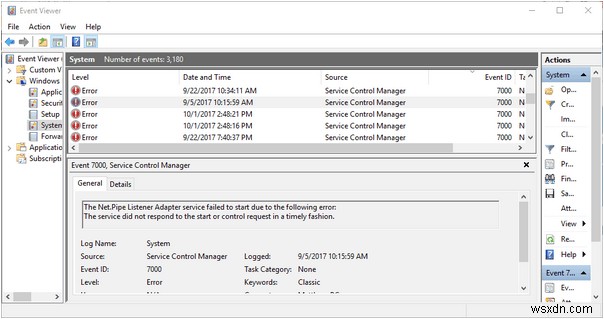 Windows 10 서비스 제어 관리자 오류(이벤트 ID 7000) 해결 방법
