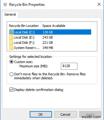 Windows 10 휴지통 저장 설정 변경 방법 총정리