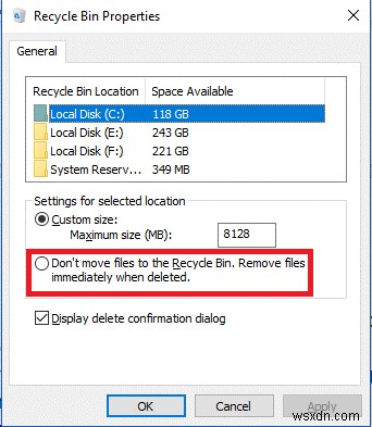 Windows 10 휴지통 저장 설정 변경 방법 총정리