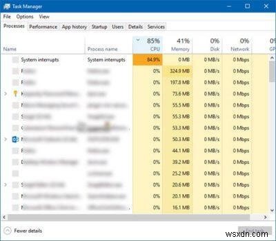 Windows 10 시스템 인터럽트(System Interrupts) 높은 CPU 사용량 해결하는 7가지 확실한 방법