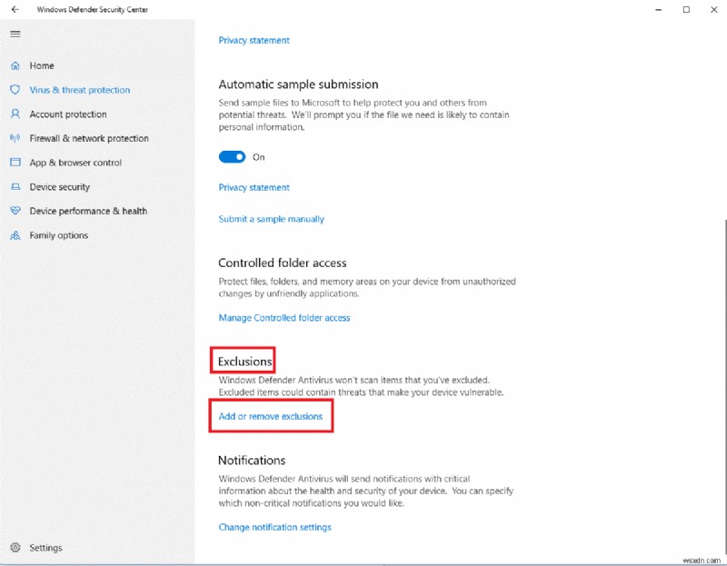 Windows 10에서 Windows Defender 검사 대상에서 파일·폴더 제외하는 방법