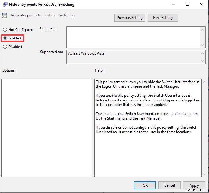 Windows 10에서 빠른 사용자 전환(Fast User Switching) 비활성화하는 방법