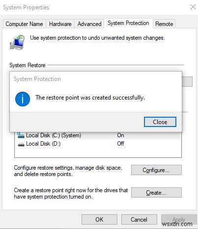 Windows 10에서 시스템 파일 백업 및 복원 지점 만드는 방법
