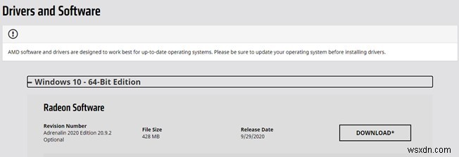Windows 10용 AMD Radeon RX 570 드라이버 다운로드 및 설치 완벽 가이드
