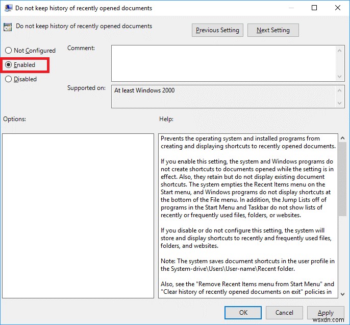 Windows 10에서 최근 파일 및 자주 사용하는 폴더 기록 끄는 방법