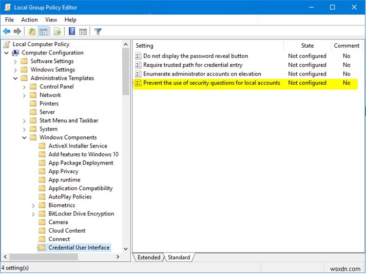 Windows 10에서 보안 질문(암호 복구 질문) 비활성화하는 방법