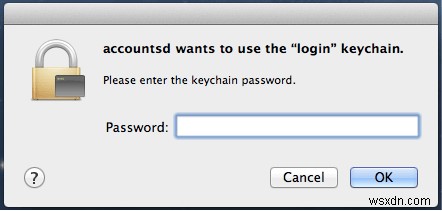 Mac에서 Accountsd wants to use the login keychain 경고가 반복될 때 해결하는 방법