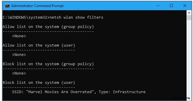 Windows 10에서 Wi-Fi 네트워크 필터 추가 및 삭제하는 방법