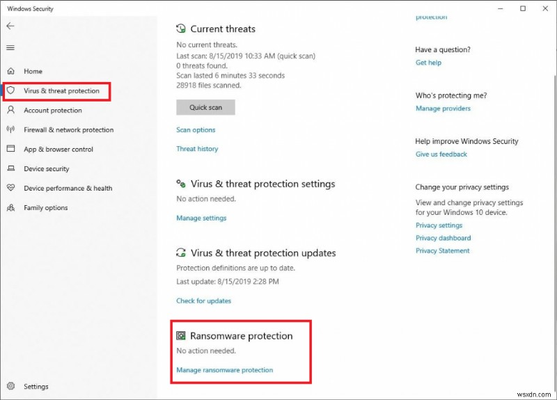 윈도우 디펜더(Windows Defender)에서 랜섬웨어 보호 기능 활성화하는 방법