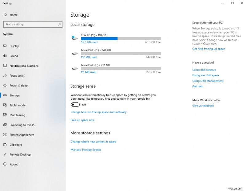 Windows 10에서 저장 공간 센스(Storage Sense) 비활성화하는 3가지 방법