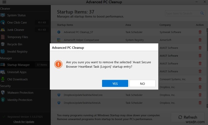 Avast 브라우저가 PC 시작 시 자동으로 열리지 않도록 설정하는 방법